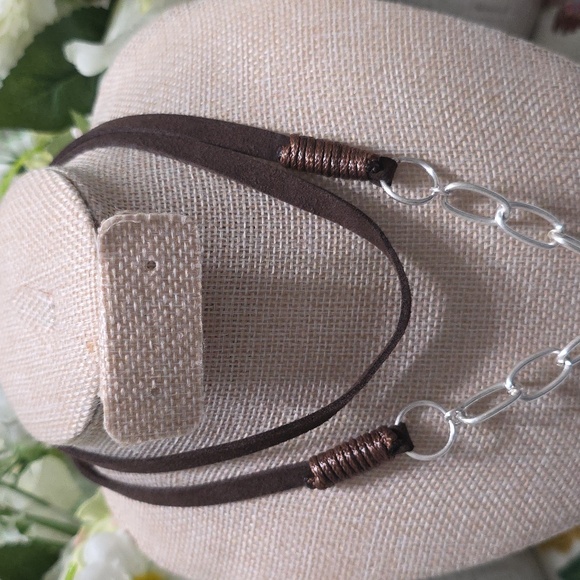 Silver and Brown Butterfly Pendant Necklace - Picture 3 of 4